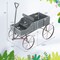 Rustic Wooden Wagon Planter with Metal Wheels for Flowers Herbs Succulents, Indoor or Outdoor